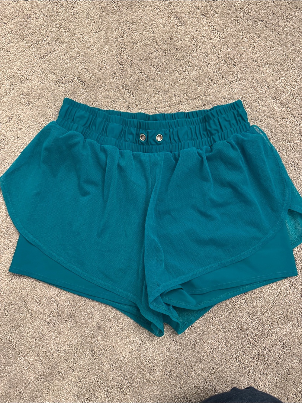 Purple Pixies Adult large Women's Teal Layered Athletic Shorts dance